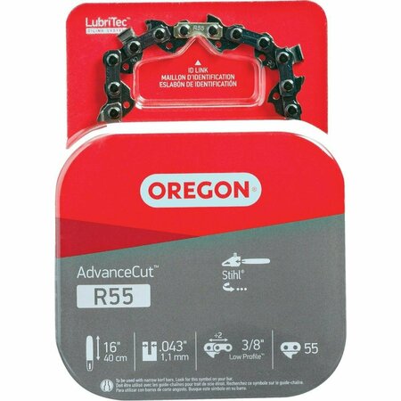 OREGON CUTTING Oregon AdvanceCut LubriTec 16 In. 3/8 In. Low Profile 55 Link Chainsaw Chain R55